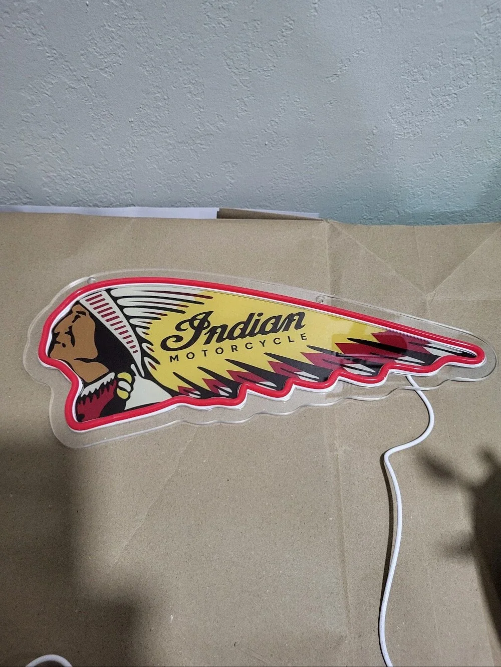 Indian Motorcycle Neon-Style Red and Yellow Wall Sign